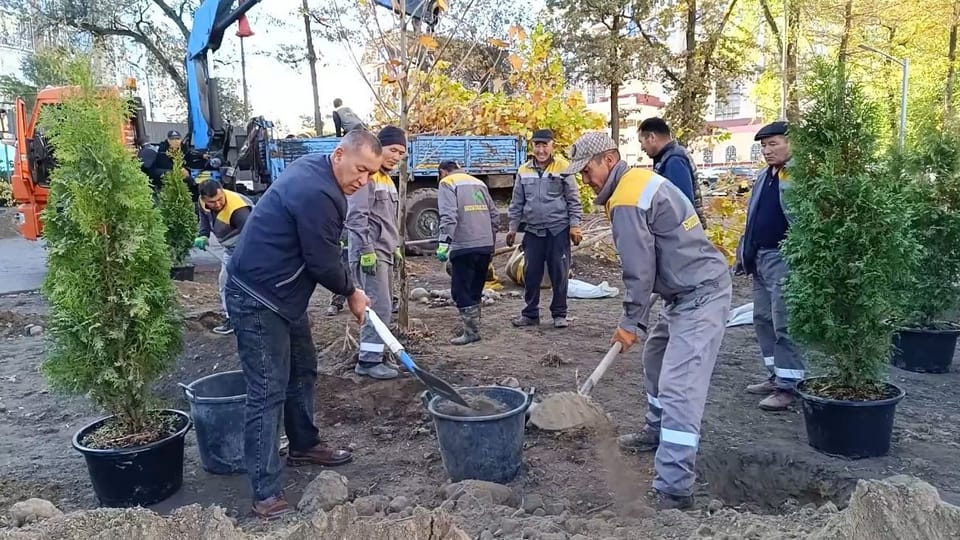 «Бишкекзеленхоз» начал строительство сквера по Ажыбек Баатыра