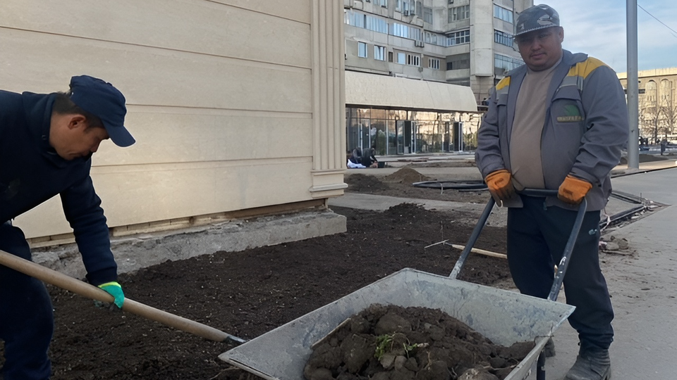 «Бишкекзеленхоз» начал строительство сквера по Абдрахманова и Киевской